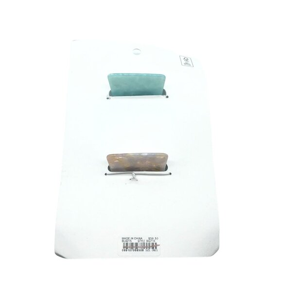 Set Of 2 Womens Resinl Hair Clips With Stylish Marbled Design In Turquoise & Bei - Picture 3 of 4